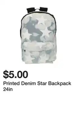 Five Below Printed Denim Star Backpack 24in offer