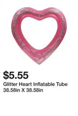 Five Below Glitter Heart Inflatable Tube 38.58in X 38.58in offer
