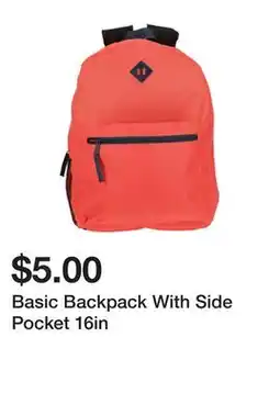 Five Below Basic Backpack With Side Pocket 16in offer