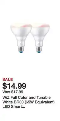 BJ’s WiZ Full Color and Tunable White BR30 (65W Equivalent) LED Smart Bulbs, 2 pk offer