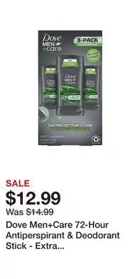BJ’s Dove Men+Care 72-Hour Antiperspirant & Deodorant Stick - Extra Fresh, 3 pk./2.7 oz offer