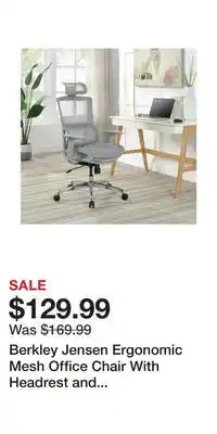 BJ’s Berkley Jensen Ergonomic Mesh Office Chair With Headrest and Footrest - Gray offer