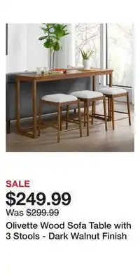 BJ’s Olivette Wood Sofa Table with 3 Stools - Dark Walnut Finish offer