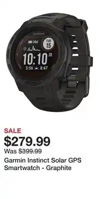 Cabela's Garmin Instinct Solar GPS Smartwatch - Graphite offer