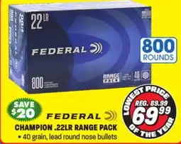 Big 5 Federal Champion 22LR 800-Round Range Pack offer