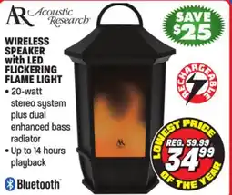 Big 5 Acoustic Research Rechargeable Wireless Speaker with LED Flickering Flame Light offer