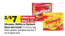 Meijer Lifesavers, Skittles or Starburst Share Size Candy offer