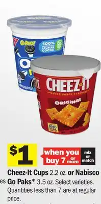 Meijer Cheez-It Cups 2.2 oz. or Nabisco Go Paks offer