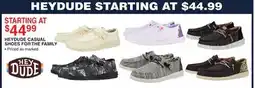 Dunham's Sports HEY DUDE CASUAL SHOES FOR THE FAMILY offer