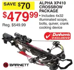 Dunham's Sports BARNETT ALPHA XP410 CROSSBOW PACKAGE offer