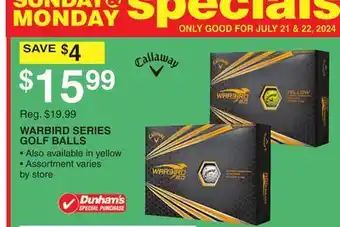 Dunham's Sports WARBIRD SERIES GOLF BALLS offer