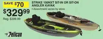 Dunham's Sports PELICAN STRIKE 100NXT SIT-IN OR SIT-ON ANGLER KAYAK offer