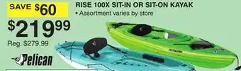 Dunham's Sports PELICAN RISE 100X SIT-IN OR SIT-ON KAYAK offer