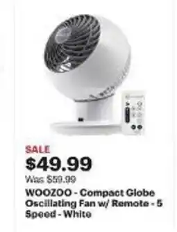 Best Buy WOOZOO - Compact Globe Oscillating Fan w/ Remote - 5 Speed-White offer