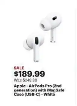 Best Buy Apple - AirPods Pro (2nd generation) with MagSafe Case (USB-C) - White offer