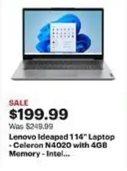 Best Buy Lenovo Ideapad 114" Laptop - Celeron N4020 with 4GB Memory - Intel... offer