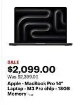 Best Buy Apple MacBook Pro 14" Laptop - M3 Pro chip - 18GB Memory -... offer