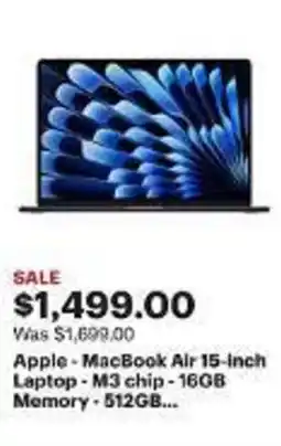 Best Buy Apple - MacBook Air 15-inch Laptop - M3 chip-16GB Memory-512GB... offer