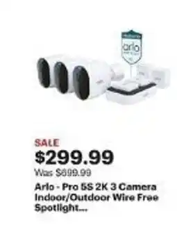 Best Buy Arlo - Pro 55 2K 3 Camera Indoor/Outdoor Wire Free Spotlight... offer