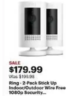 Best Buy Ring - 2-Pack Stick Up Indoor/Outdoor Wire Free 1080p Security... offer