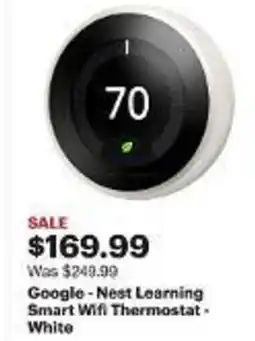 Best Buy Google - Nest Learning Smart Wifi Thermostat. White offer