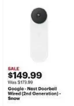 Best Buy Google - Nest Doorbell Wired (2nd Generation)- Snow offer