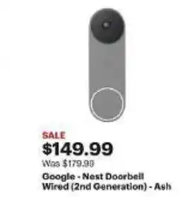 Best Buy Google - Nest Doorbell Wired (2nd Generation) - Ash offer