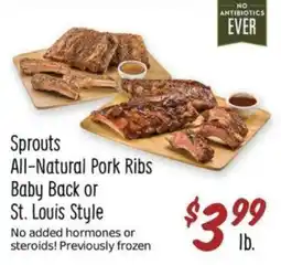 Sprouts Farmers Market Sprouts All-Natural Pork Ribs Baby Back or St. Louis Style offer
