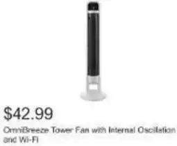 Costco OmniBreeze Tower Fan with Internal Oscillation and Wi-Fi offer