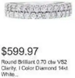 Costco Round Brilliant 0.70 clw VS2 Clarity, 1 Color Diamond 14kt White offer