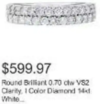 Costco Round Brilliant 0.70 clw VS2 Clarity, 1 Color Diamond 14kt White offer
