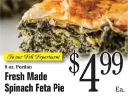 Morton Williams Fresh Made Spinach Feta Pie offer