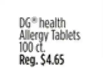 Dollar General DG health Allergy Tablets offer