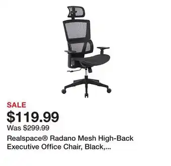 Office Depot Realspace Radano Mesh High-Back Executive Office Chair, Black, BIFMA Compliant offer