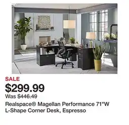 Office Depot Realspace Magellan Performance 71W L-Shape Corner Desk, Espresso offer