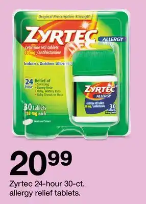 Target Zyrtec 24-hour 30-ct. allergy relief tablets offer