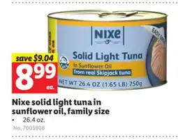 Lidl Nixe solid light tuna in sunflower oil, family size offer