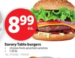 Lidl Savory Table burgers offer