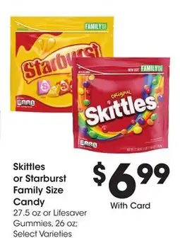 Ralphs Skittles or Starburst Family Size Candy offer