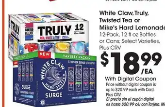 Ralphs White Claw, Truly, Twisted Tea or Mike's Hard Lemonade offer