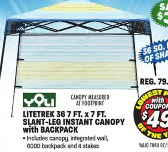 Big 5 Yoli LiteTrek 36 7' x 7' Slant Leg Instant Canopy with Backpack offer