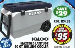Big 5 Igloo MaxCold Latitude 90 Qt. Rolling Cooler offer