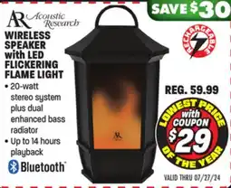 Big 5 Acoustic Research Rechargeable Wireless Speaker with LED Flickering Flame Light offer