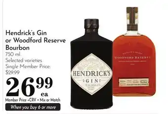 Pavilions Hendrick's Gin or Woodford Reserve Bourbon offer