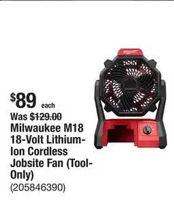 The Home Depot Milwaukee M18 18-Volt Lithium-Ion Cordless Jobsite Fan (Tool-Only) offer