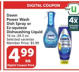 Vons Dawn Power Wash Dish Spray or Ez-squeeze Dishwashing Liquid offer