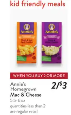 Fresh Thyme Annie's Homegrown Mac & Cheese offer