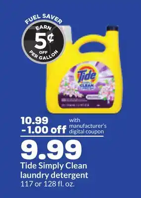 Hy-Vee Tide Simply Clean laundry detergent offer