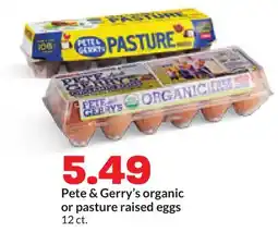 Hy-Vee Pete & Gerry's organic or pasture raised eggs offer