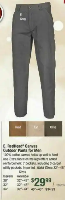 Bass Pro E. Redhead Canvas Outdoor Pants For Men offer